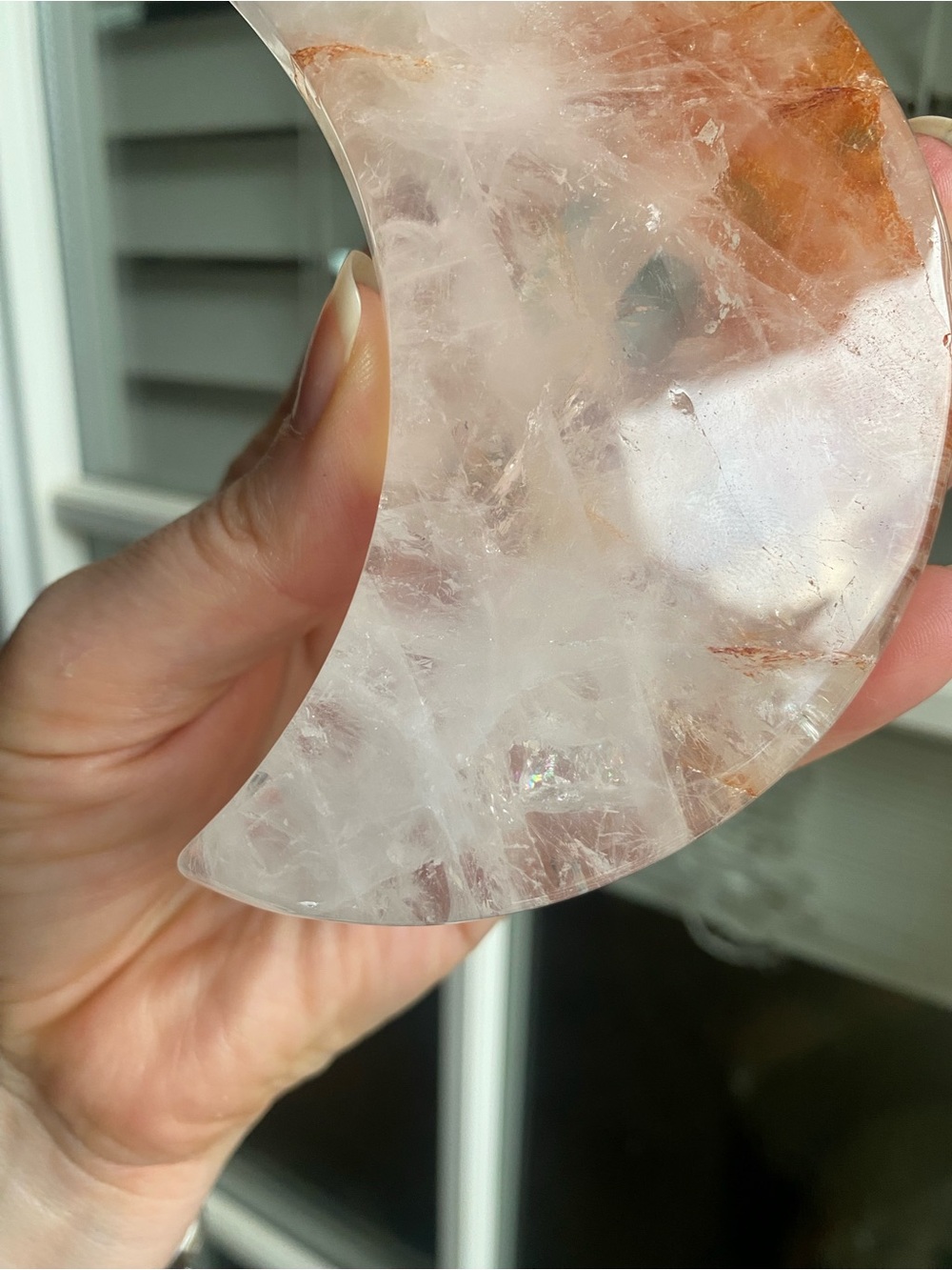 Golden Healer Clear Quartz Moon with Silver Display Stand - Picture 7 of 7